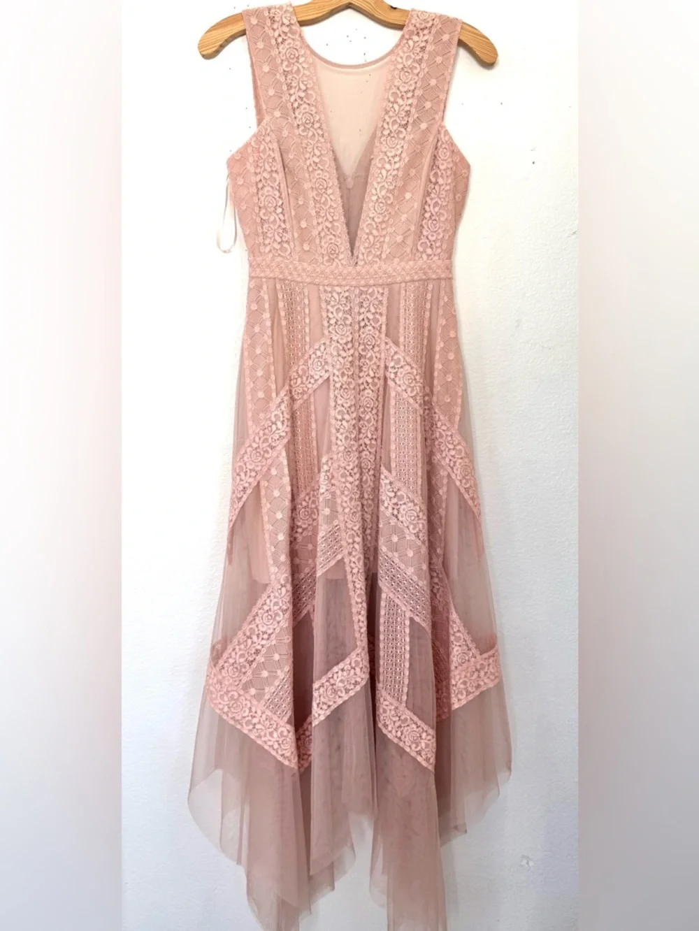 bcbgmaxazria dress pink 2 BCBG MaxAzria pink tulle and sequin midi